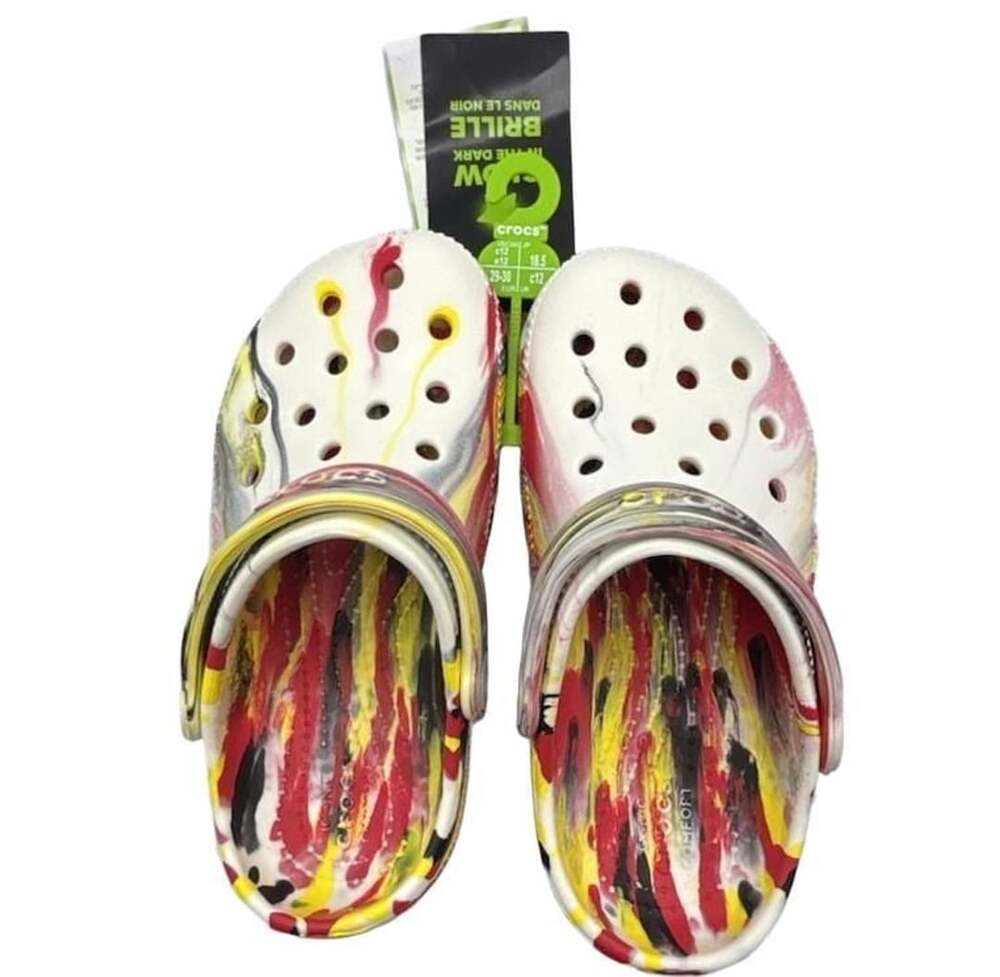 Crocs Classic Glow Marbled Varsity Red Multi Toddler Clog